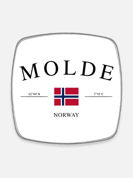 Molde Norwegen – Urlaub Souvenir & Geschenk - Firkantet køleskabsmagnet - hvid