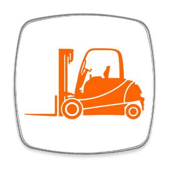 Silhouette de chariot élévateur : Transport et conducteur de chariot élévateur - Magnet carré - blanc - Devant
