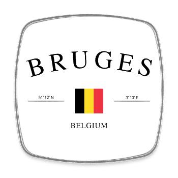 Brügge Belgien – Urlaub Souvenir & Geschenk - Viereckiger Kühlschrankmagnet - Weiß - Vorne