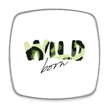 Camouflage Wild Born Text Logo - Square fridge magnet - white - Front
