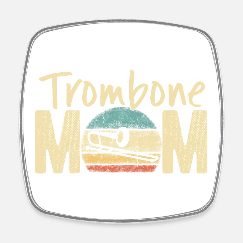 Trombone Mom Retro Vintage Marching Band Design - Square fridge magnet - white