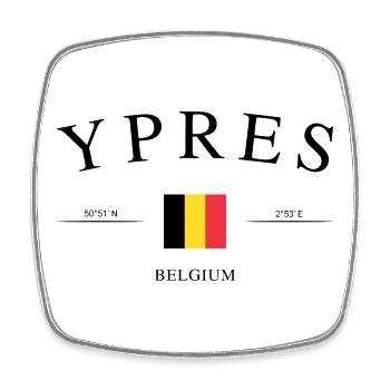 Ypres Ieper Belgien – Urlaub Souvenir & Geschenk - Viereckiger Kühlschrankmagnet - Weiß - Vorne