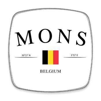 Mons Belgium – Holiday Souvenir & Gift - Square fridge magnet - white - Front