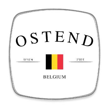 Ostend Belgium – Holiday Souvenir & Gift - Square fridge magnet - white - Front