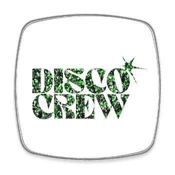 Disco Crew Glitter Green Typographie - Magnet carré - blanc - Devant