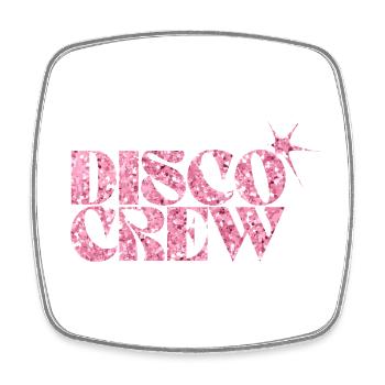 Disco Crew Pink Glitzer Logo - Viereckiger Kühlschrankmagnet - Weiß - Vorne