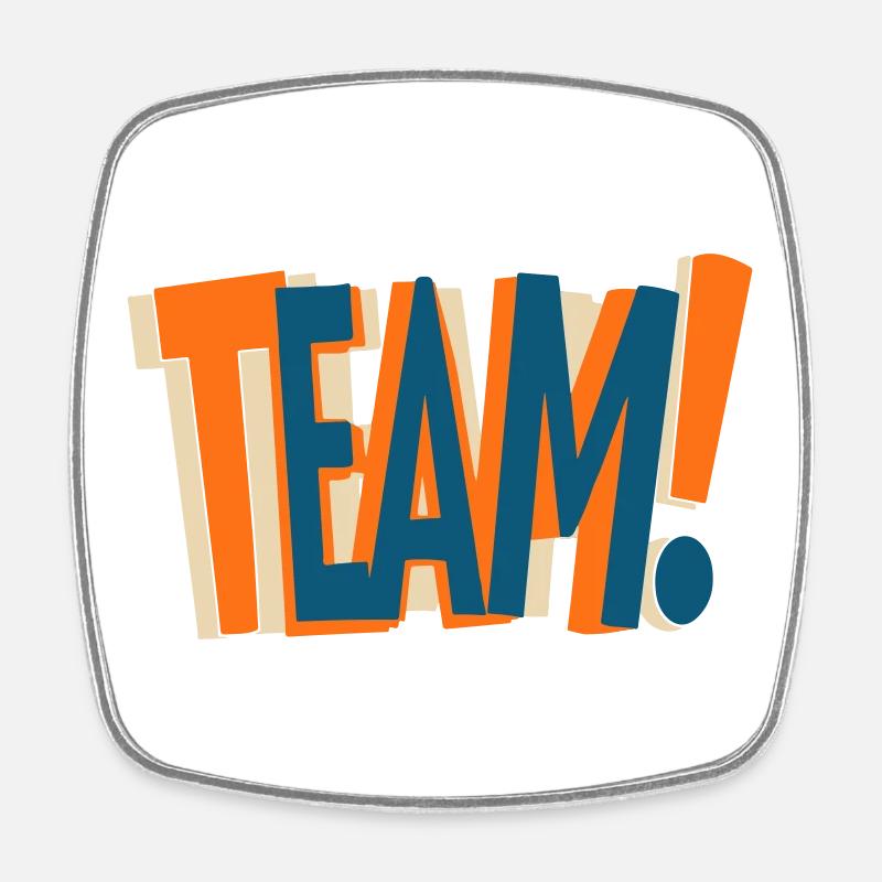 Team Text Design - Square fridge magnet - white