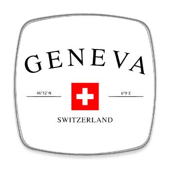 Geneva Switzerland – Holiday Souvenir & Gift - Square fridge magnet - white - Front