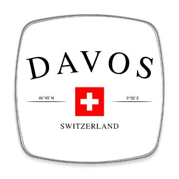 Davos Switzerland – Holiday Souvenir & Gift - Square fridge magnet - white - Front