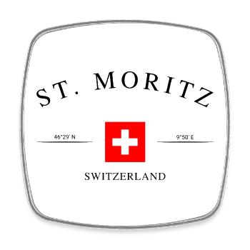 Saint-Moritz, Suisse – Souvenir et cadeau des Fêtes - Magnet carré - blanc - Devant