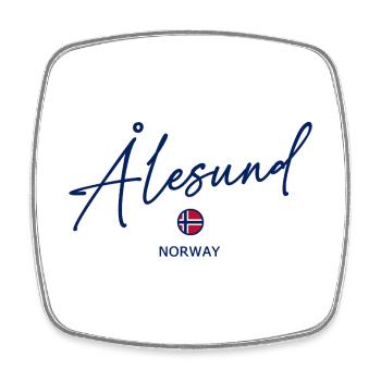 Alesund - Norway Flag Lettering - Norge - Norwegen - Square fridge magnet - white - Front
