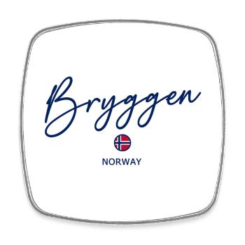 Bryggen - Bergen - Norway Flag - Norge - Norwegen - Square fridge magnet - white - Front
