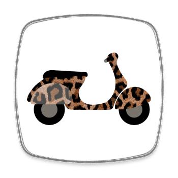Roller Leolook Pattern Animal Print Zoo Safari Fan - Square fridge magnet - white - Front