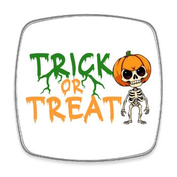 Halloween Trick or Treat Skelett Kürbis Grusel  - Viereckiger Kühlschrankmagnet - Weiß - Vorne