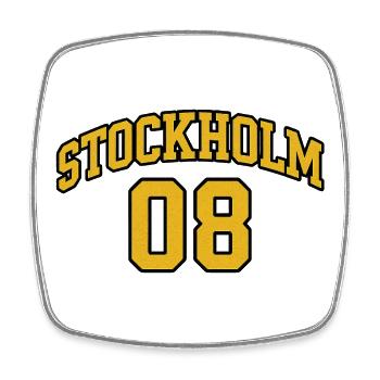 Stockholm 08 Gold Retro - Viereckiger Kühlschrankmagnet - Weiß - Vorne