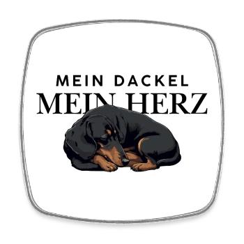Mein_Dackel_Mein_Herz_schwarzbraun - Viereckiger Kühlschrankmagnet - Weiß - Vorne