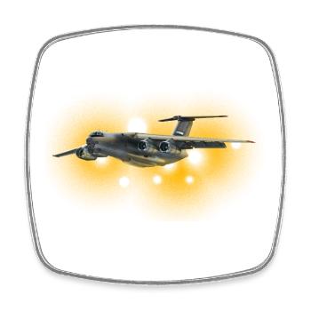 Frachtflugzeug im Sonnenfeuer - Viereckiger Kühlschrankmagnet - Weiß - Vorne