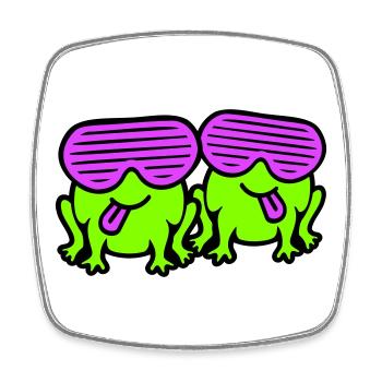 grenouilles fête lunettes de soleil cool drôle bande dessinée duo - Magnet carré - blanc - Devant
