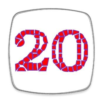 20. 20th ANNIVERSARY. 20 YEARS ANNIVERSARY. 20 YEARS. - Square fridge magnet - white - Front