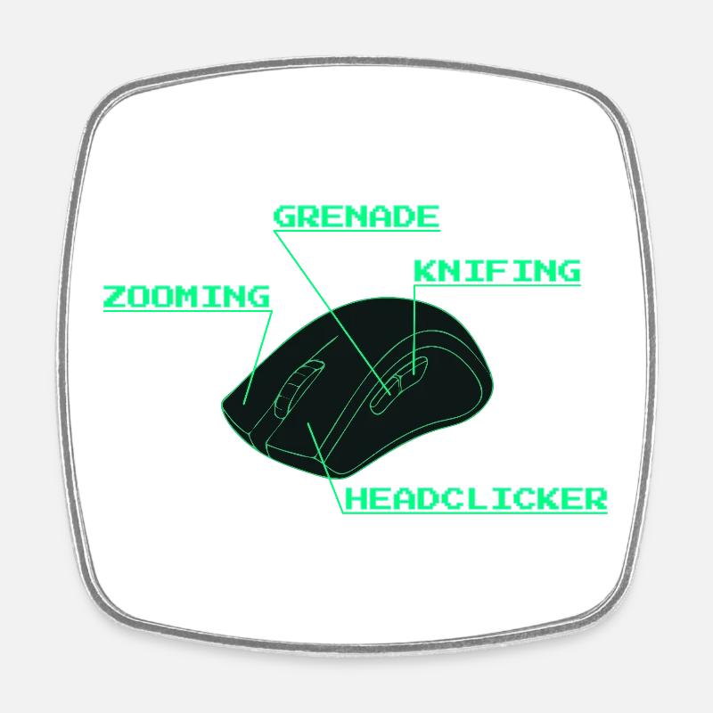 Headclicker Gaming Blueprint Neon Design - Magnet carré - blanc