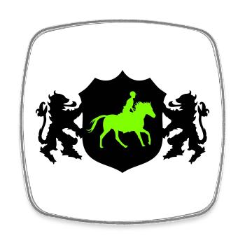 Pferde Reiter Wappen - Viereckiger Kühlschrankmagnet - Weiß - Vorne