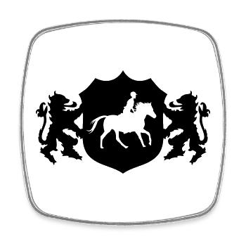 Pferde Reiter Wappen - Viereckiger Kühlschrankmagnet - Weiß - Vorne