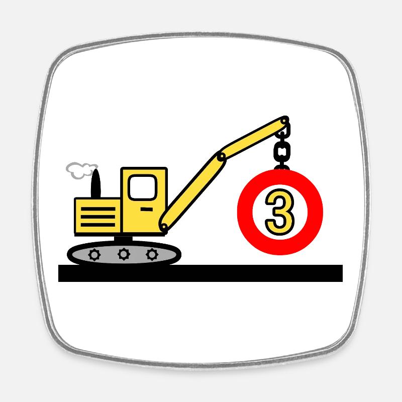 Bagger - Viereckiger Kühlschrankmagnet - Weiß
