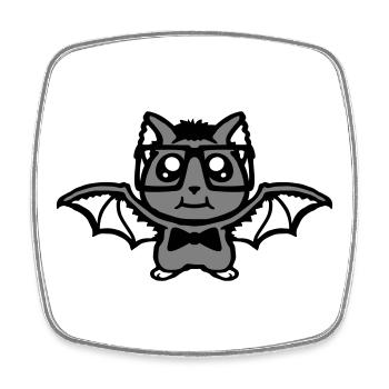 mignon nerd chauve-souris lunettes noeud papillon Halloween geek - Magnet carré - blanc - Devant