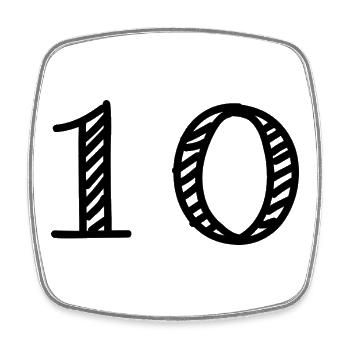 10. 10 ANS. 10e ANNIVERSAIRE. ANNIVERSAIRE 10 ANS. - Magnet carré - blanc - Devant