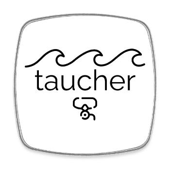 Taucher - Design mit Wellen und Taucherbrille - Viereckiger Kühlschrankmagnet - Weiß - Vorne