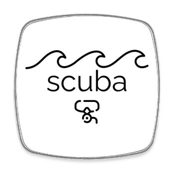 Taucher Scuba - Design mit Wellen & Taucherbrille - Viereckiger Kühlschrankmagnet - Weiß - Vorne