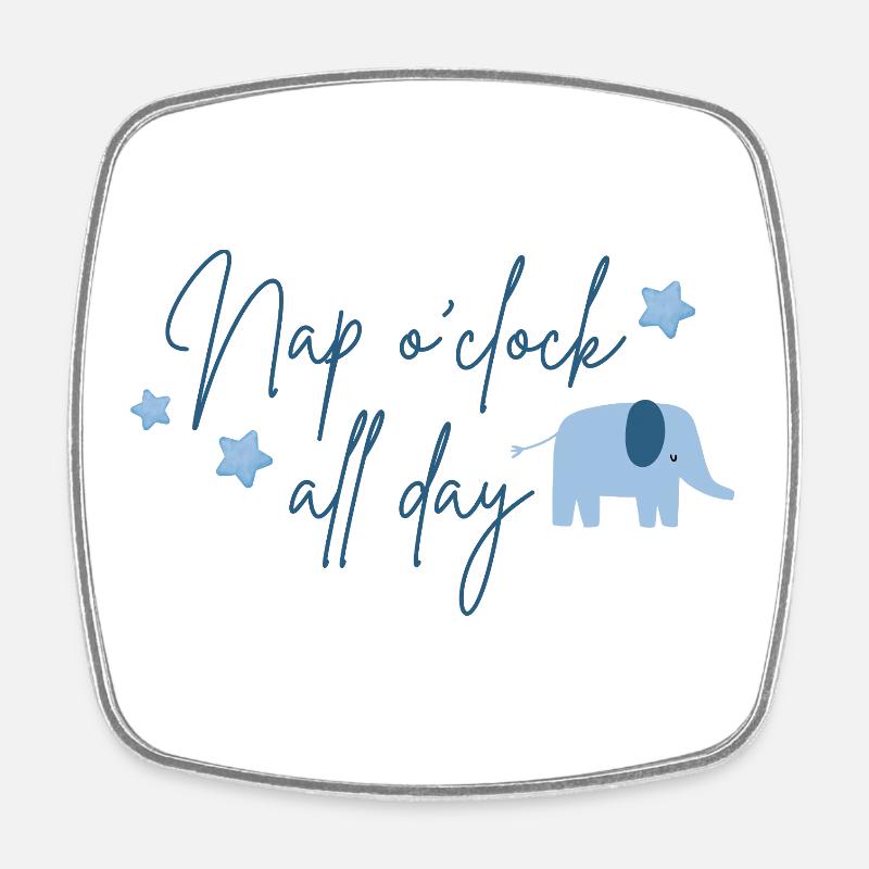 Nap o'clock all day Elephant blue - Square fridge magnet - white