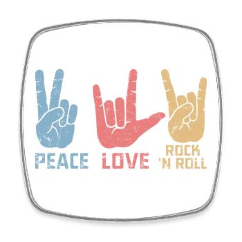 Peace Love Rock 'N Roll Music Guitar Rock Band - Viereckiger Kühlschrankmagnet - Weiß - Vorne