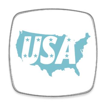 Blue USA map with stars - Square fridge magnet - white - Front