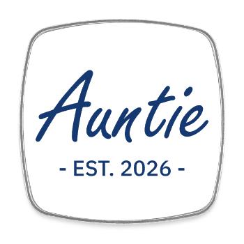 Auntie Script Est 2026 - Magnet carré - blanc - Devant