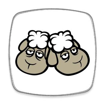 Couple de moutons Fatigué Triste Somnolent Ami épuisé - Magnet carré - blanc - Devant