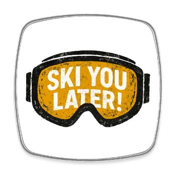 Ski You Later – Grunge Skibrille - Viereckiger Kühlschrankmagnet - Weiß - Vorne