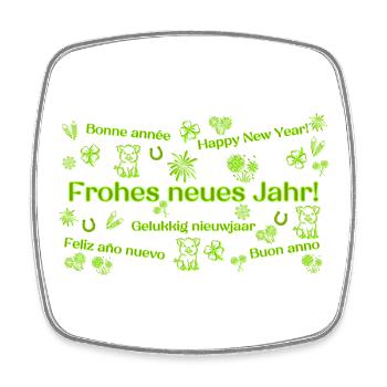 Frohes neues Jahr nachhaltig feiern Glückssymbole - Viereckiger Kühlschrankmagnet - Weiß - Vorne