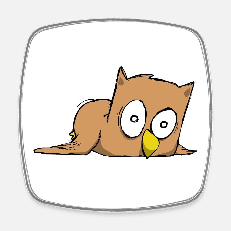 Owl - Square fridge magnet - white