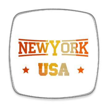 New York USA Vintage Quote - New York Fan - Square fridge magnet - white - Front