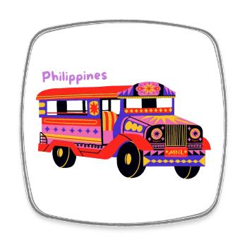 Jeepney Ride – Filipino Culture - Viereckiger Kühlschrankmagnet - Weiß - Vorne