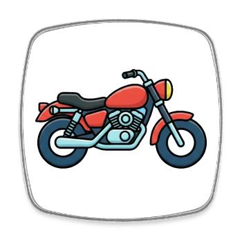 Red Motorcycle Cartoon Style - Square fridge magnet - white - Front