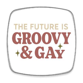 Groovy Pride Retro Égalité Queer Histoire - Magnet carré - blanc - Devant