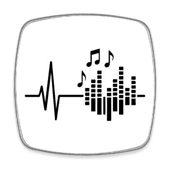 Music Heartbeat, Line Art Design für Musiker - Viereckiger Kühlschrankmagnet - Weiß - Vorne