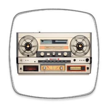 Magnétophone rétro design vintage - Magnet carré - blanc - Devant