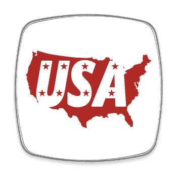 USA-Karte mit Buchstaben-Monogrammen und Sternen - Viereckiger Kühlschrankmagnet - Weiß - Vorne