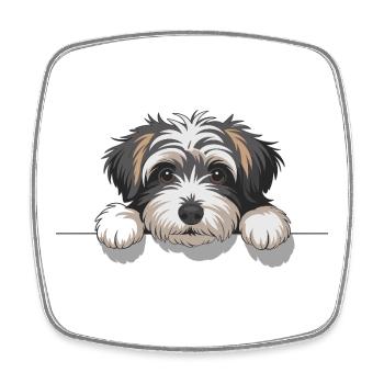 Hundeauge am Rand - Viereckiger Kühlschrankmagnet - Weiß - Vorne
