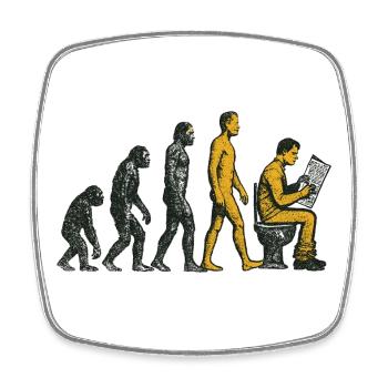 Evolution to Toilet Man Grunge Funny - Square fridge magnet - white - Front