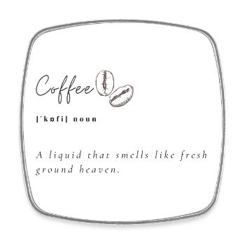 Kaffee-Bohnen Minimal-Print - Viereckiger Kühlschrankmagnet - Weiß - Vorne