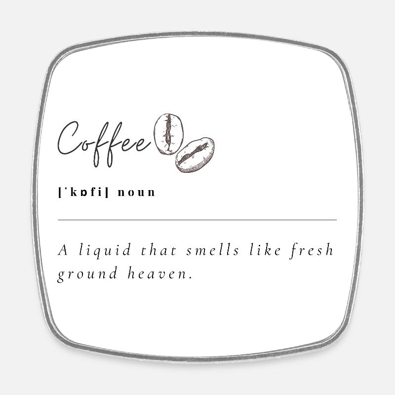 Kaffee-Bohnen Minimal-Print - Viereckiger Kühlschrankmagnet - Weiß